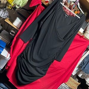#178 size 1 retro chic for Torrid Classic Black Ruched long sleeve Dress